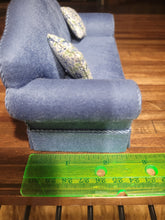 Load image into Gallery viewer, Blue Velvety 2pc Couch &amp; Chair Set with Pillows
