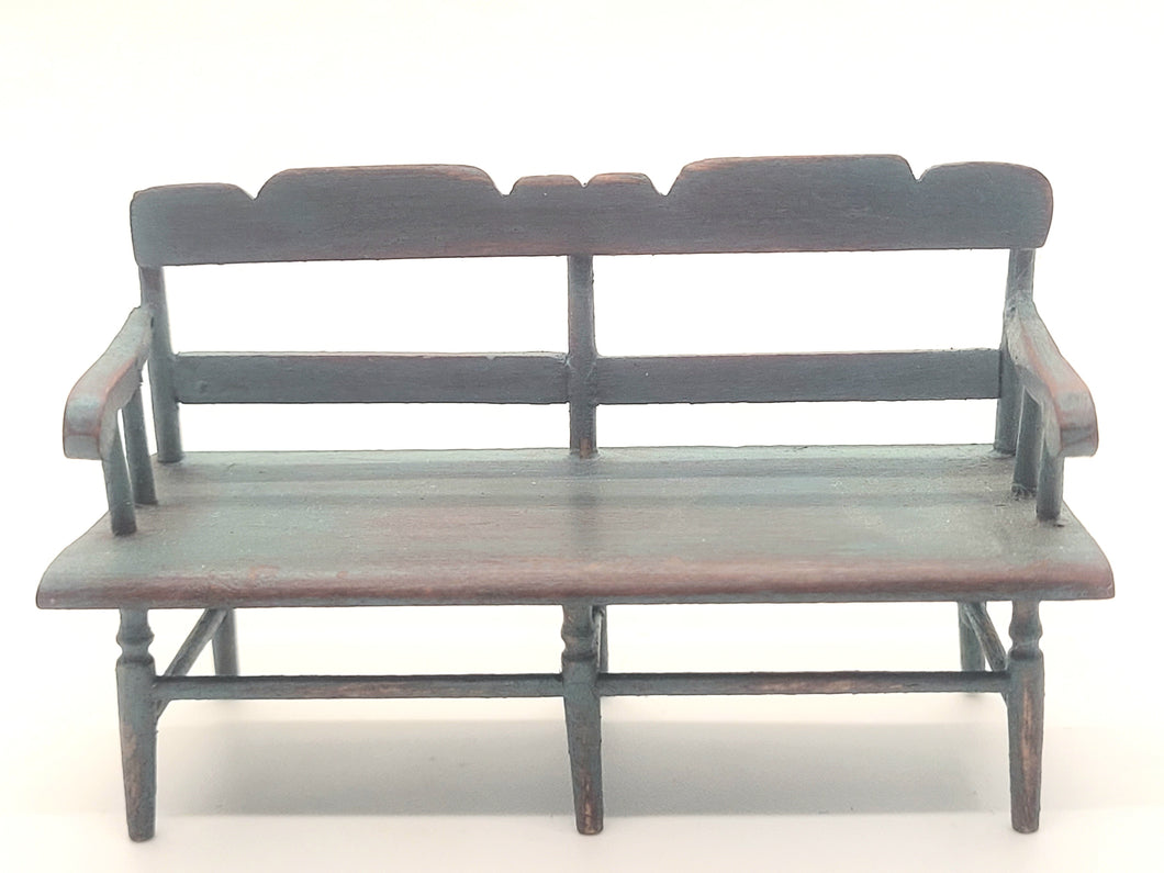 Dollhouse Miniature ~ 1:24 Scale, IGMA George Hoffman Blue Painted Wooden Bench