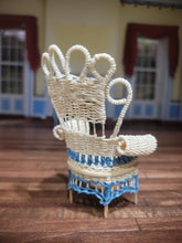 Load image into Gallery viewer, ☆ SALE ☆ Wicker Chair Blue &amp; Cream Handmade
