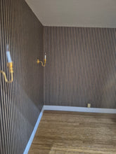 Load image into Gallery viewer, Handmade Living Room RoomBox with Wall Sconces and Striped Wallpaper
