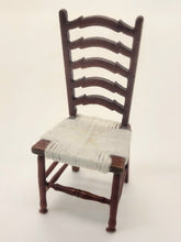 Load image into Gallery viewer, Dollhouse Miniature ~ 1:24 Scale, Cherry Wooden Chair with White Woven Seat
