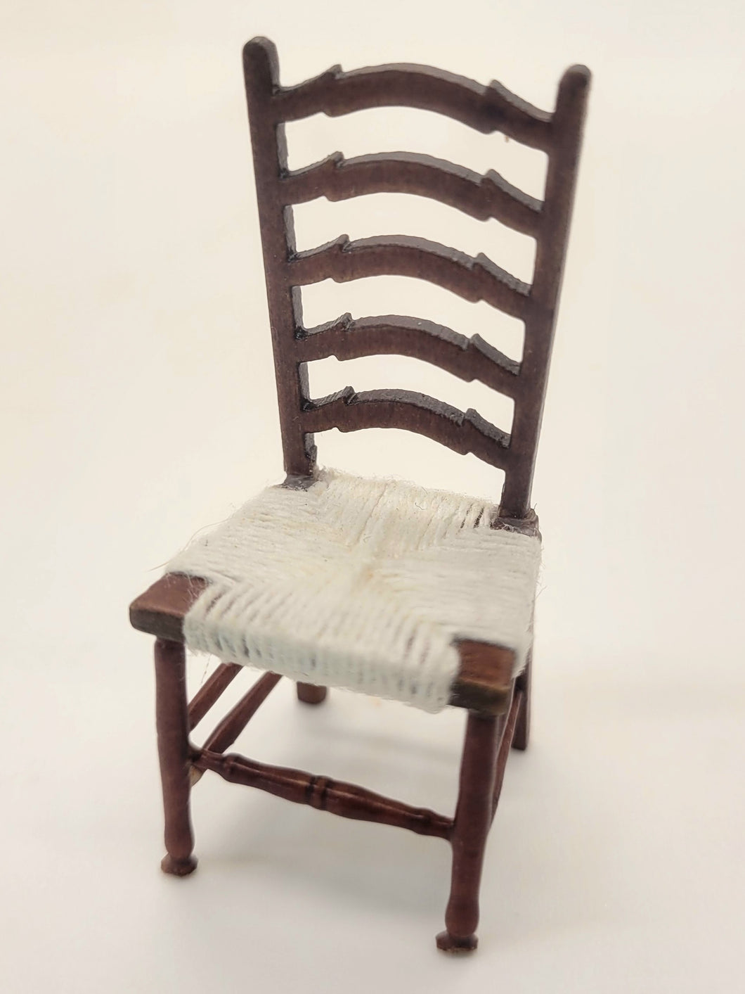 Dollhouse Miniature ~ 1:24 Scale, Cherry Wooden Chair with White Woven Seat