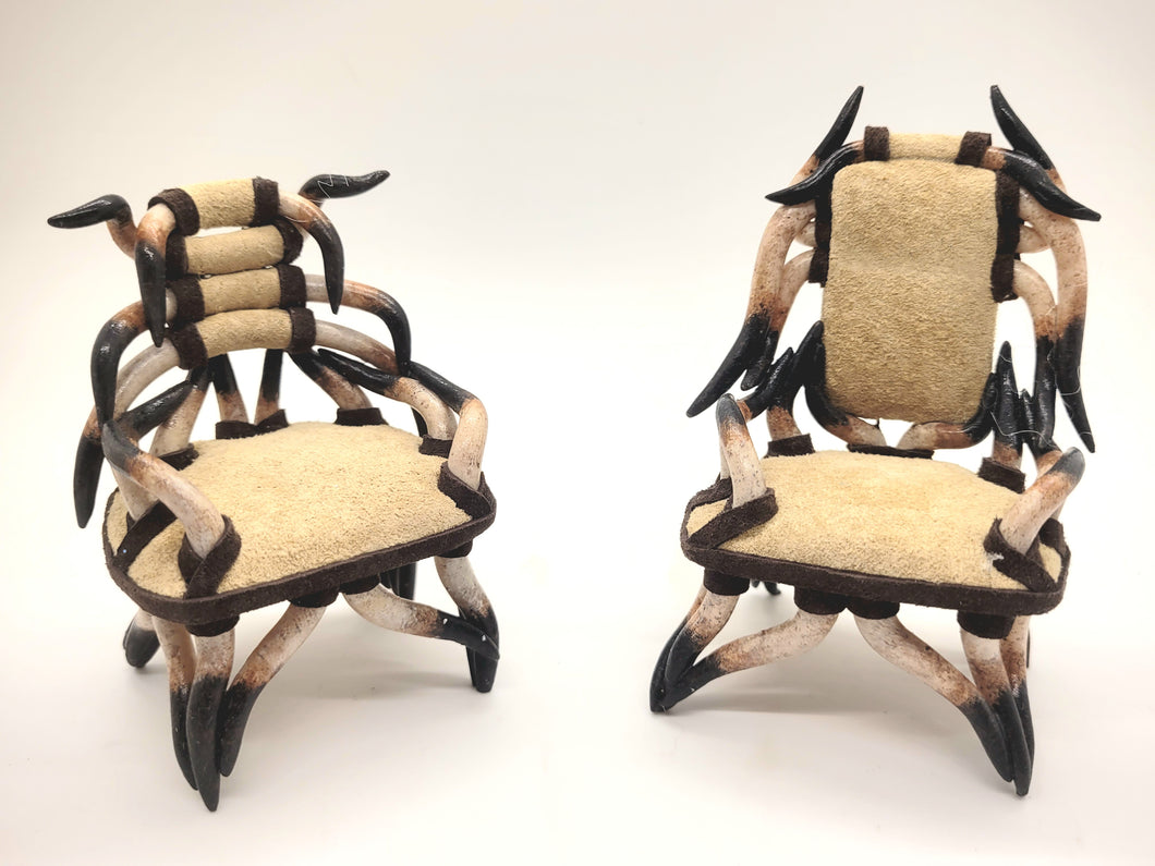 Dollhouse Miniature ~ 1:12 Scale, Horn Chair made by T. Dudley in 2015