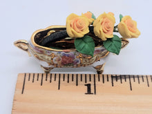 Load image into Gallery viewer, Dollhouse Miniature ~ 1:12 Scale, Yellow Roses in Ornate Gold-Trimmed Vase by Reutter Porcelain
