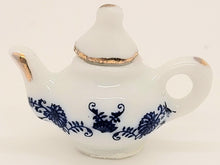 Load image into Gallery viewer, Dollhouse Miniature ~ Reutter Porcelain Teapot with Blue Floral Design
