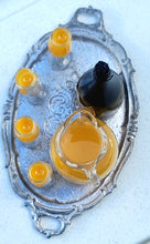 Load image into Gallery viewer, Mimosas with Champagne, Glass Pitcher, and Glass Flutes on Metal Platter
