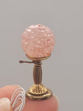 Load image into Gallery viewer, Dollhouse Miniature ~ Lighting Bug Brand, Pink Engraved Floral Spherical Lamp with Gold Base

