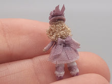 Load image into Gallery viewer, ¾&quot; Blonde Doll in Light Purple Dress and Hat - by Cheryl Warder
