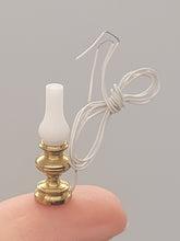 Load image into Gallery viewer, Dollhouse Miniature ~ Golden Hurricane Lamp with White Flute
