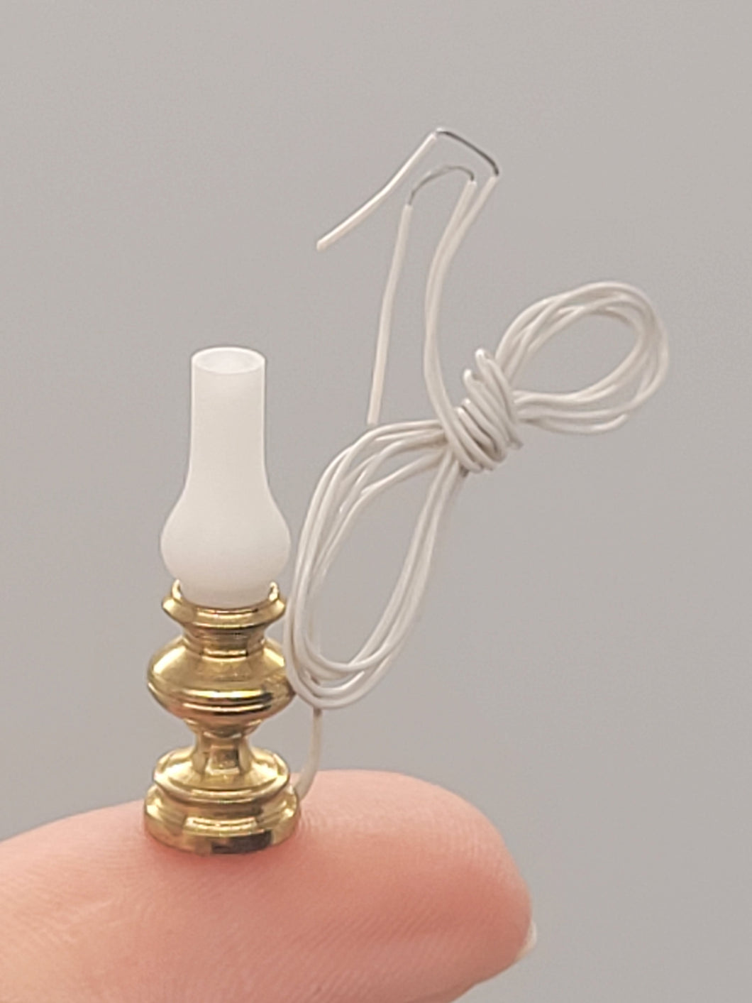 Dollhouse Miniature ~ Golden Hurricane Lamp with White Flute