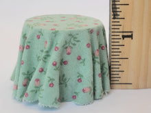 Load image into Gallery viewer, Dollhouse Miniature ~ 1:24 Scale, Teal Floral Fabric Table and Chair 3pc Set
