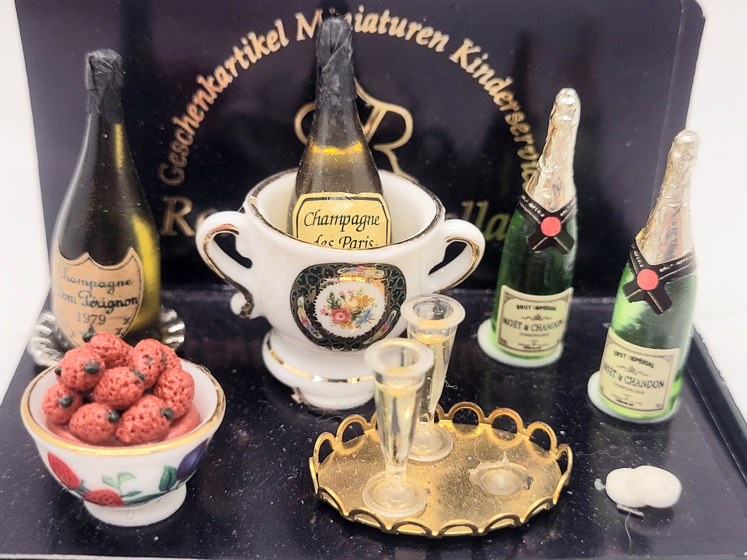 Dollhouse Miniature ~ 1:12 Scale, Champagne Breakfast Set *Missing Pieces, As Is* by Reutter Porcelain