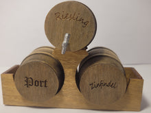 Load image into Gallery viewer, Medium - Riesling, Port, and Zinfandel Barrels on Wooden Holder
