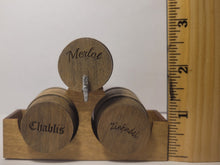 Load image into Gallery viewer, Medium - Merlot, Chablis, and Zinfandel Wine Barrels on Wood Holder
