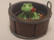 Load image into Gallery viewer, Frog in Wooden Bucket with Water and Turtles
