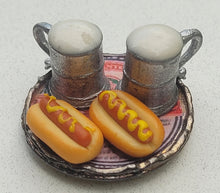 Load image into Gallery viewer, Hotdogs and Beer on Metal Tray
