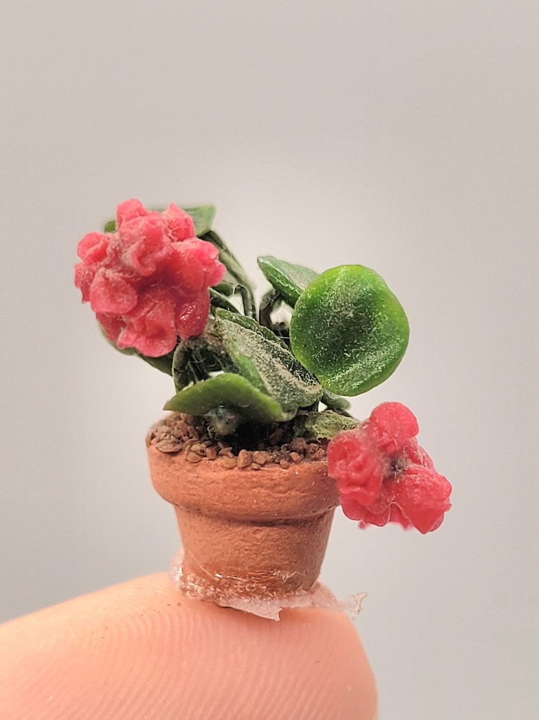 Dollhouse Miniature ~ 1:24 Scale, Several Red Flowers in Pot