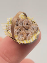 Load image into Gallery viewer, Dollhouse Miniature ~ 1:24 Scale, Cinnamon Donuts in Basket

