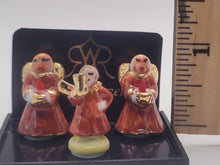 Load image into Gallery viewer, Dollhouse Miniature ~ Reutter Porcelain Handcrafted Angel Figurines holding Trumpets and Candles
