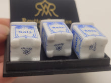 Load image into Gallery viewer, Dollhouse Miniature ~ 3 Storage Containers for Rice, Salt, and Anise
