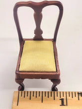 Load image into Gallery viewer, Dollhouse Miniature ~ 1:24 Scale, Mahogany Side Chair with Yellow Fabric Seat
