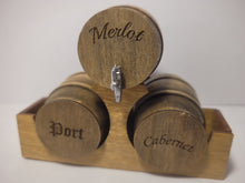 Load image into Gallery viewer, Medium - Merlot, Port, and Cabernet Barrels on Wooden Display
