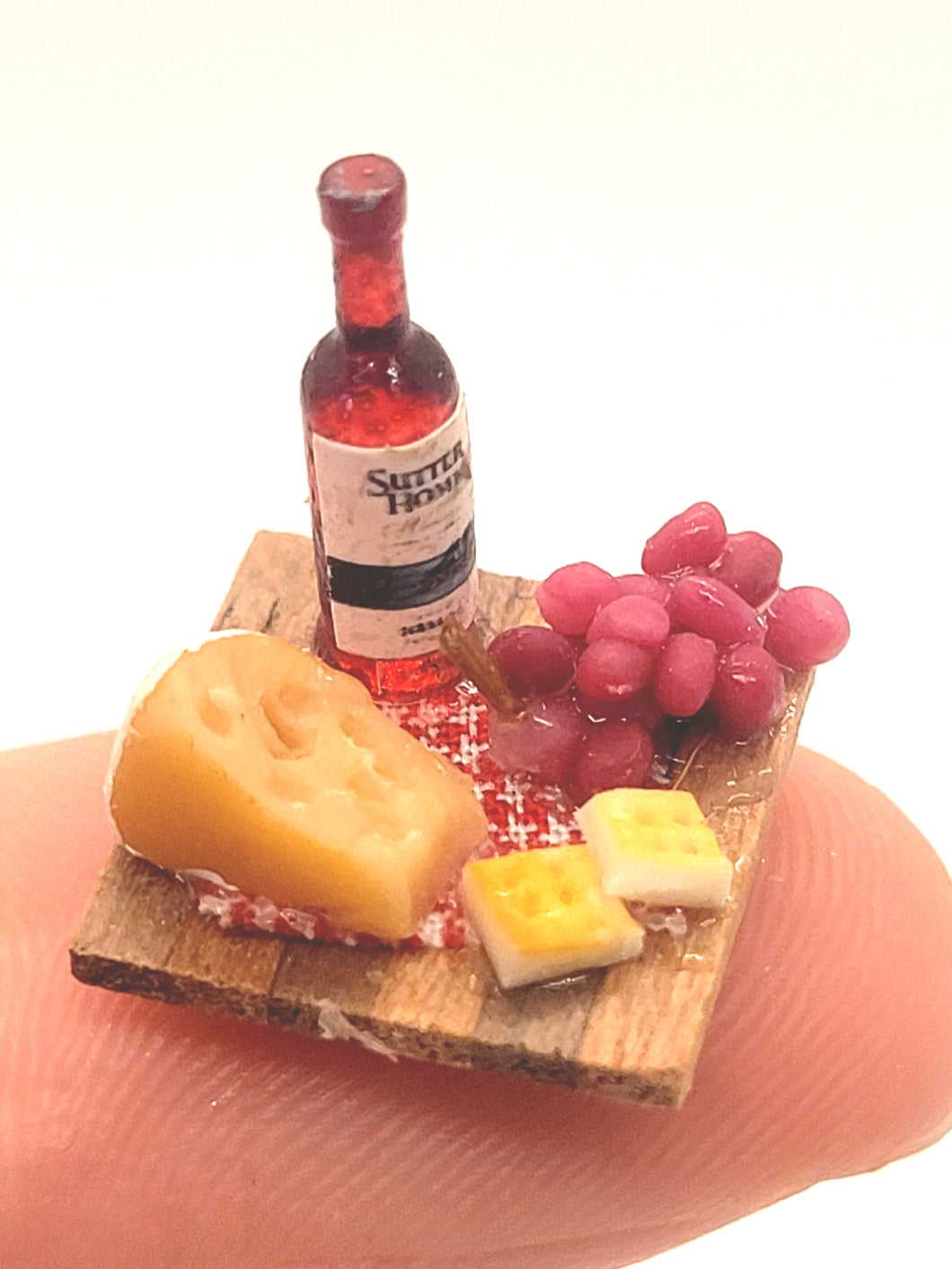 Dollhouse Miniature ~ 1:24 Scale, Wine and Cheese Charcuterie Board