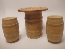 Load image into Gallery viewer, &#39;Port&#39; Engraved Wooden Barrel Table &amp; Seats
