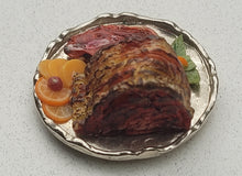 Load image into Gallery viewer, Roast Beef with Sliced Oranges Garnish on Metal Tray
