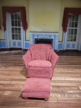 Load image into Gallery viewer, Artisan Red Arm Chair w/ Foot Stool
