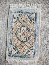 Load image into Gallery viewer, Dollhouse Miniature ~ Petit Point Geometric Beige and Blue Rug w/ Center Medallion - Ursula Sauerberg
