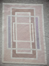 Load image into Gallery viewer, Dollhouse Miniature ~ Petit Point Tan Geometric Rug with White Square Design - Ursula Sauerberg
