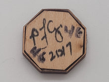 Load image into Gallery viewer, ¾&quot; Sailor&#39;s Valentine - Ship Drawing Emblem Surrounded by Rope and Gray Shells – by Pam Friend
