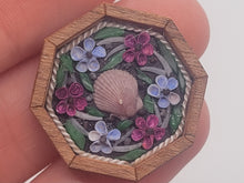 Load image into Gallery viewer, 1&quot; Sailor&#39;s Valentine - Pink Clamshell with Assorted Flowers &amp; Leaves – by Pam Friend
