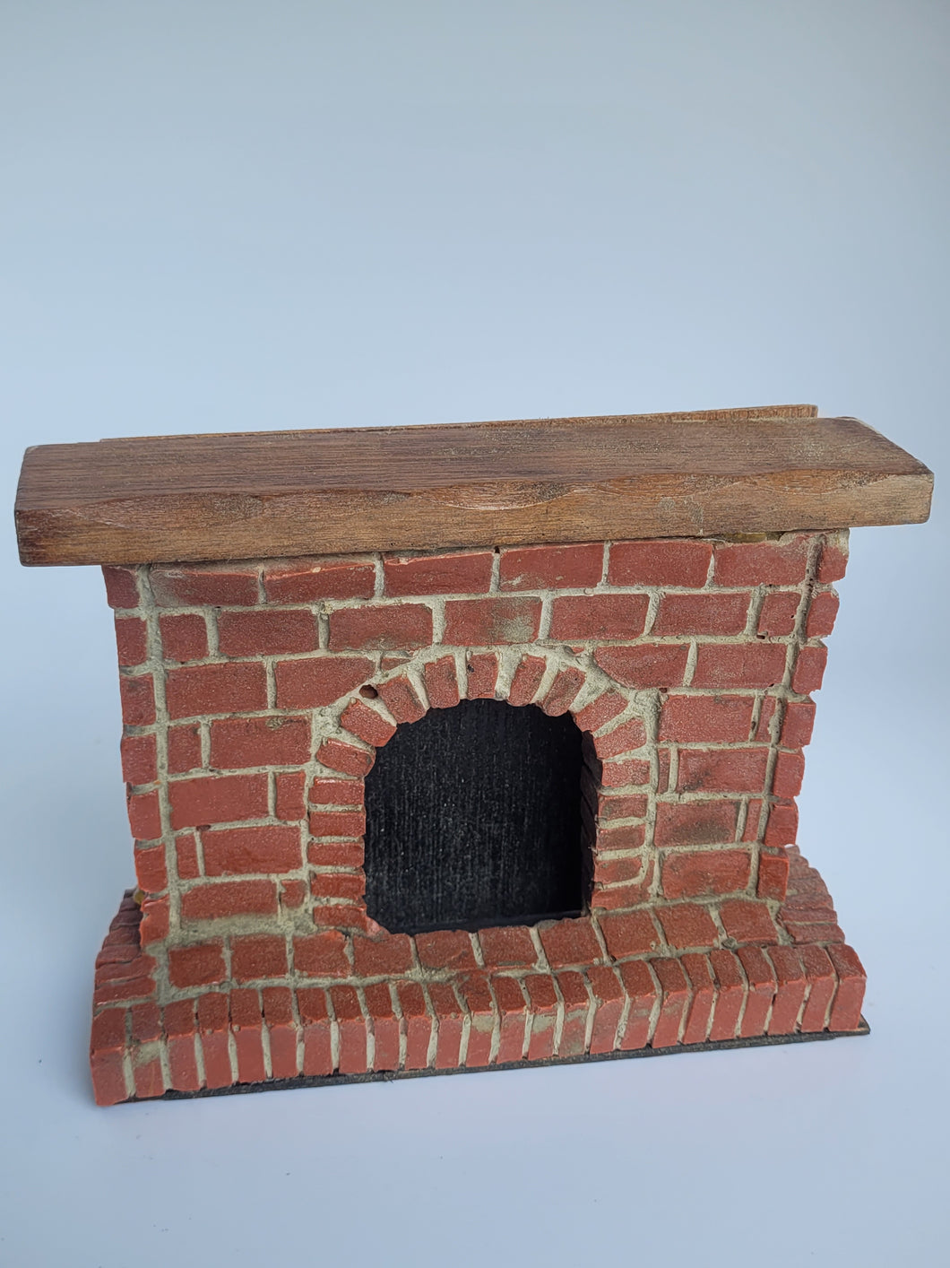 Handmade Brick Fireplace with Wooden Mantle