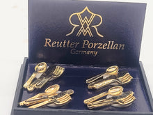 Load image into Gallery viewer, Dollhouse Miniature ~ 4pc Goldware Dining Set by Reutter Porcelain
