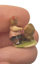 Load image into Gallery viewer, Renee Bowen – Vtg Clay Figurine Little Girl Playing with Baby in Crib
