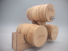 Load image into Gallery viewer, Large Triple Wooden Barrel Display Set of Zinfandel, Chianti, and Riesling
