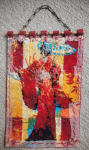 Load image into Gallery viewer, Dollhouse Miniature ~ Petit Point Geisha with Blue Parasol Hanging Tapestry - Ursula Sauerberg
