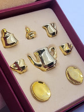 Load image into Gallery viewer, Dollhouse Miniature ~ Reutter Porcelain 8pc Golden Tea Set
