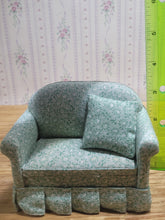 Load image into Gallery viewer, Teal and White Paisley Loveseat
