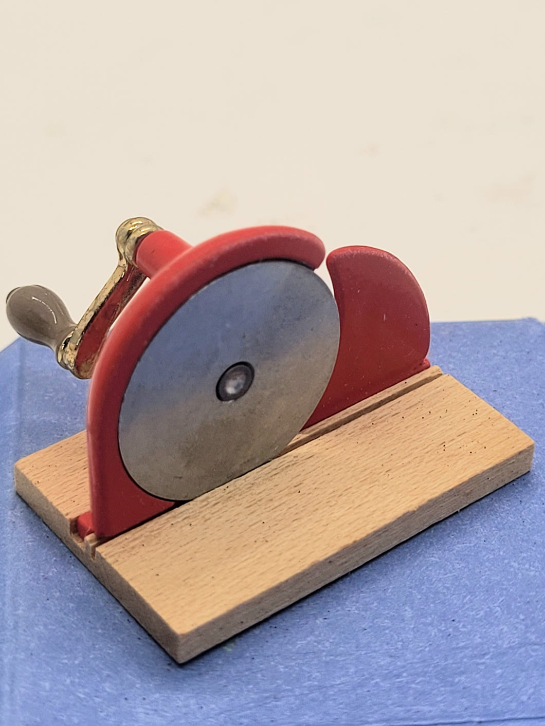Dollhouse Miniature ~ 1:12 Scale, Vintage Bodo Hennig Red Meat Slicer Handle Moves