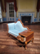 Load image into Gallery viewer, Light Blue and Oak Colored Telephone Chair
