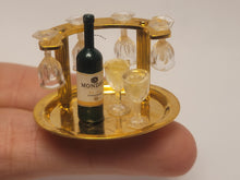 Load image into Gallery viewer, Brass Wine Holder with Wine and Glasses
