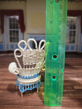 Load image into Gallery viewer, ☆ SALE ☆ Wicker Chair Blue &amp; Cream Handmade
