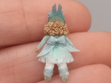 Load image into Gallery viewer, ¾&quot; Doll in Teal Blue Dress and Fancy Hat – By Cheryl Warder
