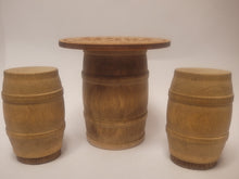 Load image into Gallery viewer, &#39;Wine&#39; Engraved Wooden Barrel Table and Seats
