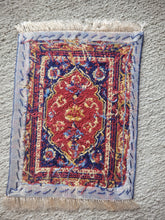 Load image into Gallery viewer, Dollhouse Miniature ~ Petit Point Embellished Red &amp; Navy Oriental Rug - Ursula Sauerberg
