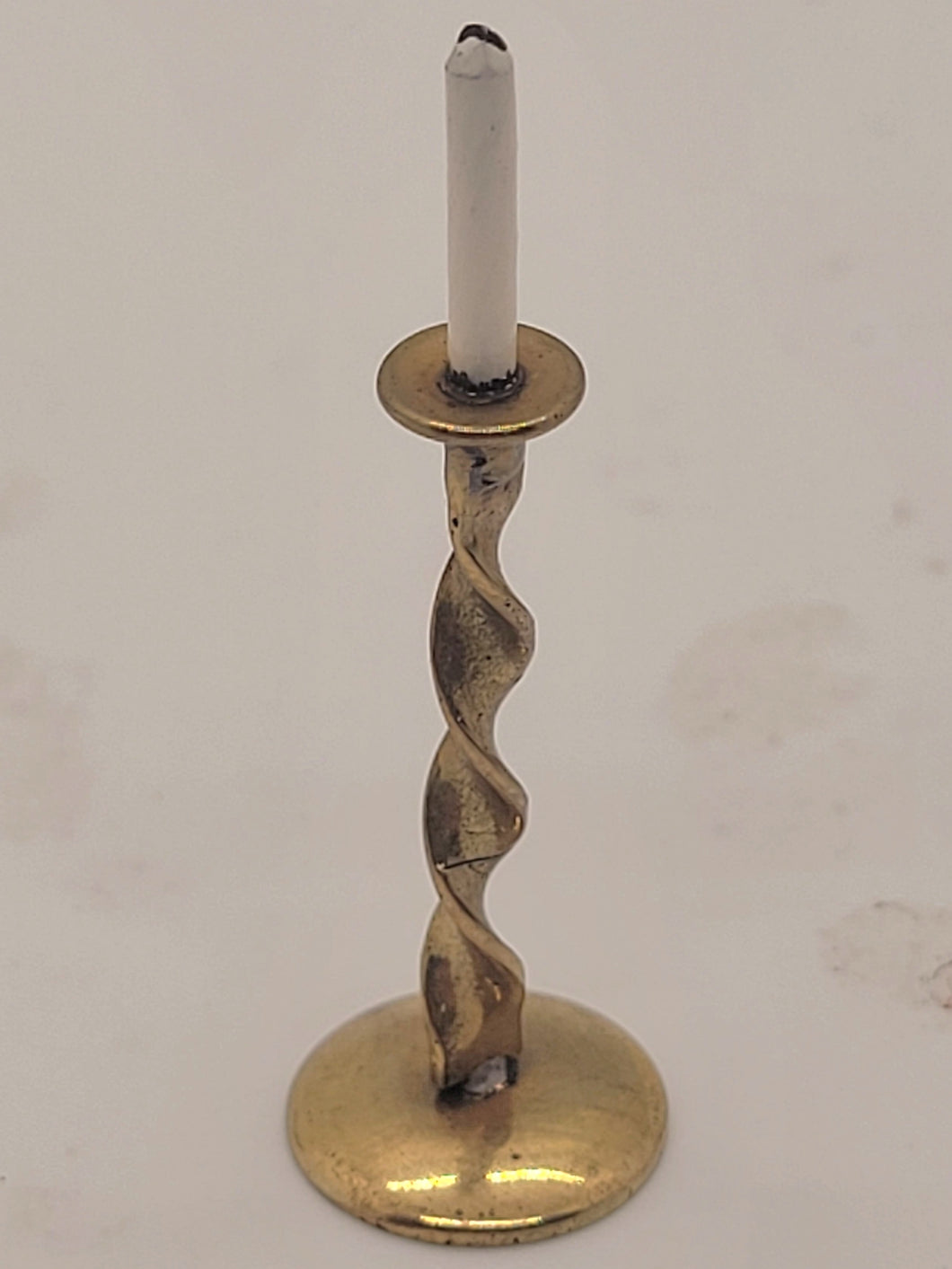 Dollhouse Miniature ~ 1:12 Scale, Twisted Brass Candle Holder with Candlestick