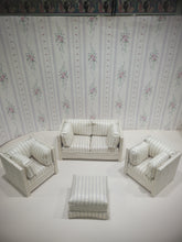 Load image into Gallery viewer, 4pc Striped Handmade Living Room Set w/ Couch, 2 Chairs, and Ottoman

